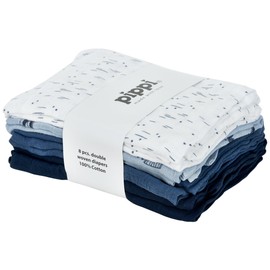 Pippi Muslin Nappies Set - Burp Cloths - Pack of 8 cloth nappies - Cotton, 70x70