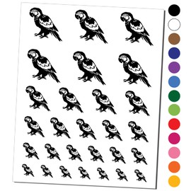 Magnificent Macaw Parrot Bird Temporary Tattoo Water Resistant Fake Body Art Set Collection - Black (One Sheet)