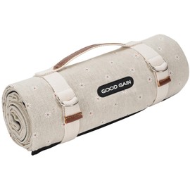 G GOOD GAIN Picnic Blankets Waterproof Extra Large - Outdoor Blanket Sand Free Foldable with Carry Strap for Beach, Camping, Park Grass, Hiking, Travel, Concerts(White Flower)