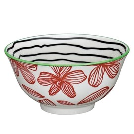 Cilio Amici Decorated Porcelain Bowl, 17 Ounce Capacity, 6" D x 2.75" H, Set of 6, Floral Pattern