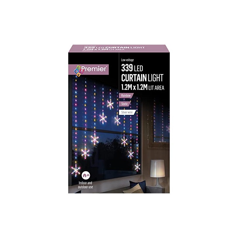 Crillys Premier 1.2m x 1.2m Pin Wire Snowflake V Curtain