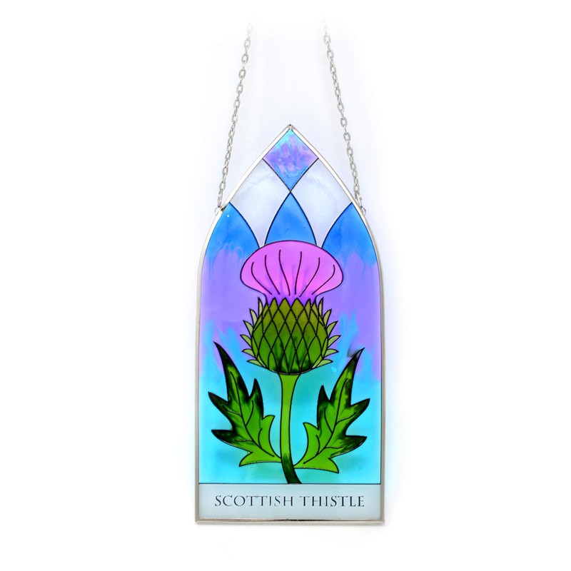 Scottish Thistle Gothic Stained GlassPanel
