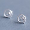 Sterling Silver Circle 7mm Circular Spiral Swirl Round Dot Stud