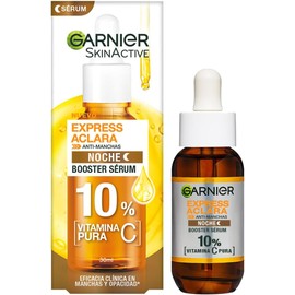 Garnier Express Aclara Serum Noche Antimanchas con 10% Vitamina C Pura, 30ml + Garnier Skin Active Face Express Aclara Crema hidratante, tono uniforme con FPS30, 50 mililitros