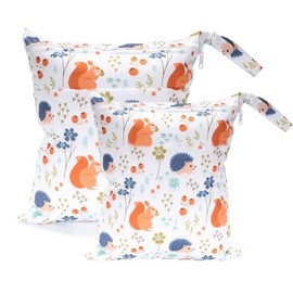 TRASUN Wetbag Nursery Wet Bag Nappy Bags Swimming Equipment Wet and Dry Changing Bag Pack of 2 Waterproof Washable Wet Bag Organiser for Toddler Nappies Travel Gym Beach Pool, lgel, Pack sack