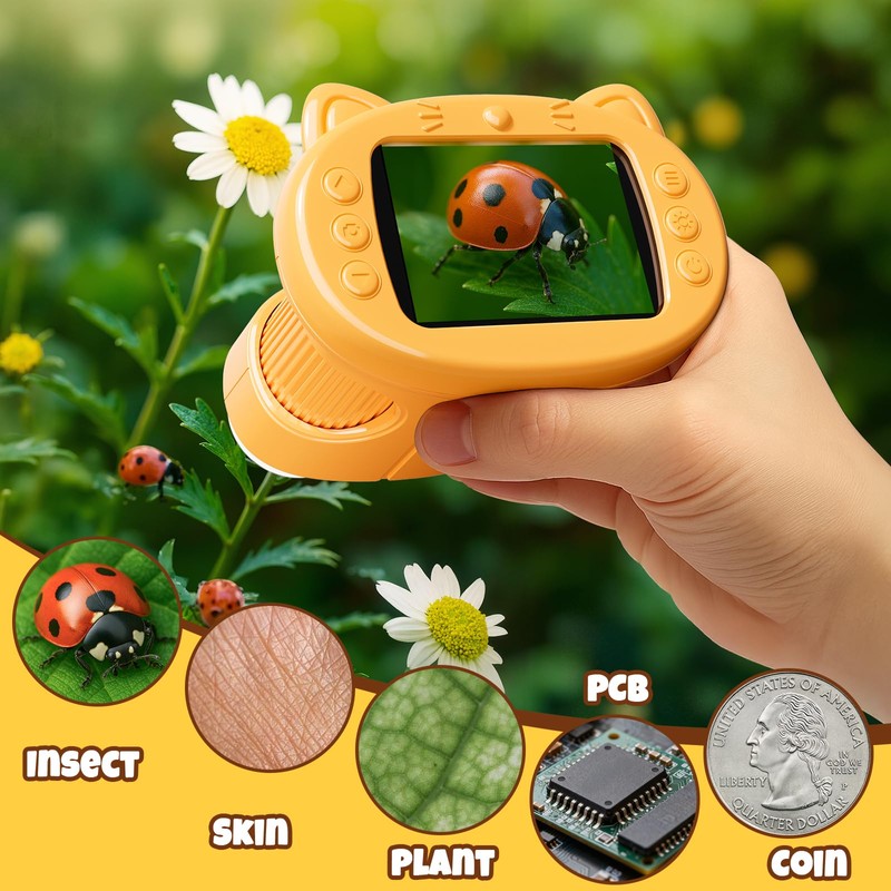 Handheld Digital Mini Microscope for Kids: 1000X 4K Pocket Portable