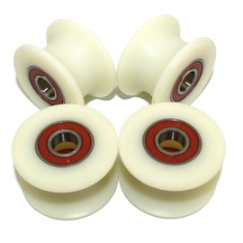 (50-25-12) Pack of 4 x 50 mm Machined Nylon Pulleys Sheaves Wheels with 25 mm Groove Made in the EU (12 mm Bearings)