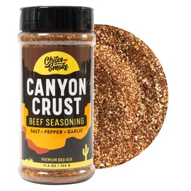 Chiles and Smoke - Canyon Crust Beef Seasoning, Great on Beef Brisket, Ribeye Steaks, Hamburger Meat and More, BBQ Rub and Spices for Grilling and Smoking, No Sugar, Gluten & MSG, USA-Made, 326 g