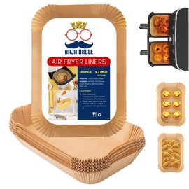 RAJA UNCLE Air Fryer Liners, Parchment Paper Liners Disposable, 100Pcs for Ninja Dual, Air Fryer Salter AF300UK AF400UK Accessories, Compatible with COSORI, Ninja, Salter & Tower Air Fryer