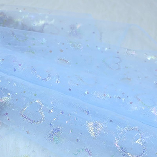 1.5M*1M Glitter Mesh Roll,Light Blue Glitter Decorative Tulle Roll,Netting Fabric