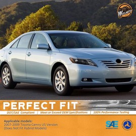 WEELMOTO Halogen Headlight Assembly for 2007-2009 Camry US Version 07 08 09 Camry (Exclude Hybird) Replacement Headlamps Black Housing Left and Right Pair