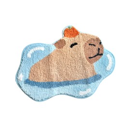 Capybara Tufted Rug | Capybara Non-Slip Bath Mat | Non-Slip Soft Washable Area Rug | Cute Animal Floor Mat Carpet for Bedroom, Living Room