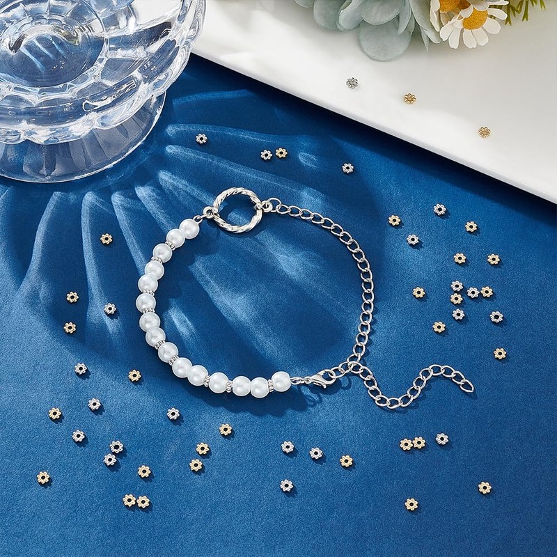 UNICRAFTALE 60Pcs 2 Colors 304 Stainless Steel Flower Spacer Beads