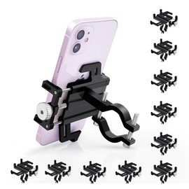 NineLeaf 10PCS Anti-Theft Waterproof Motorcycle Phone Holder Bike Phone Mount, Aluminum Bicycle Phone Holder, Phone Clip for Electric Scooter Compitable for 2.2"-3.7" Phone 90°180°270°360° Rotating