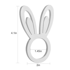 FEKIDO Easter Napkin Rings Set of 12,White Bunny Rabbit Wood Napkin Holder Ring for Spring,Wedding,Birthday,Family Gathering,Dinner Party,Wedding