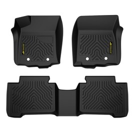 LQI Floor Mats Cargo Liners 3PCS Compatible with Toyota Tacoma Double Cab Automatic 2016-2023, 1st & 2nd Row, TPE All Weather Protection Black Floor Liners