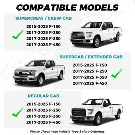 FEINEPRO F150 Seat Covers Front Seats Black Blue - Pickup Truck Seat Protectors for Ford 2015-2025 F150 SuperCrew & 2017-2025 F250/f350/f450 Super Duty Crew Cab, Durable Faux Leather Waterproof