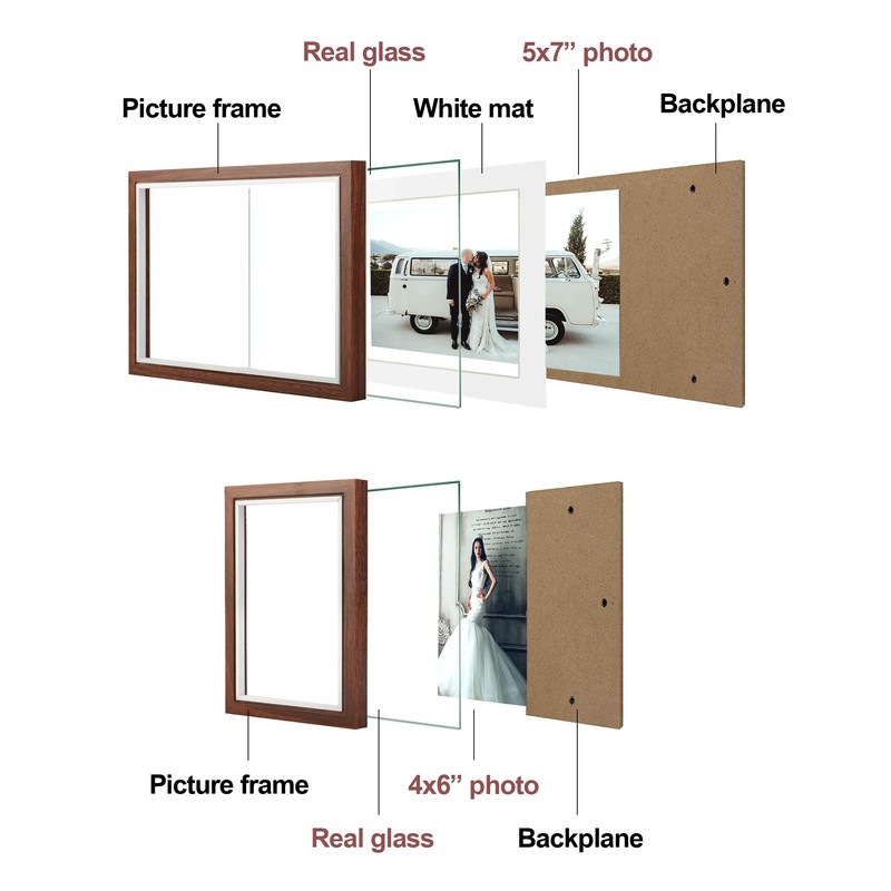 TOFOREVO Three Picture Frame 4x6 and 5x7 Wooden Hinged Folding