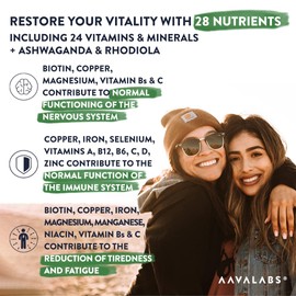 Multivitamin Complex with 24 Vitamins and Minerals + Ashwagandha and Rhodiola Rosea - Multivitamin Tablets for Women and Men - with Vitamin C & Vitamin D - Multivitamins and Minerals - 120 Capsules