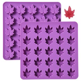 QWEIDHI Mini Maple Leaf Silicone Molds, 3D Fall Leaf Candy Molds for Chocolate, Ice Cubes, and Baking,for Ice Cubes Desert Biscuit Bread Fondant DIY Making Tool（Purple）