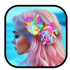 JEWEKY Light Up Starfish Hair Clips Led Mermaid Seashell Headpiece Glowing Under The Sea Hair Accessories for Women(Colorful)