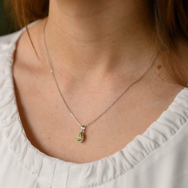 Materia Peridot Pendant Silver 925 Green Drop Gemstone Jewellery Rhodium Plated with Chain, Gemstone, Peridot