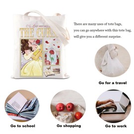WDW Princess Movie Merchandise Tote Bag Belle Rose Lover Gift Kingdom Vacation Gift Love Breaks The Curse Canvas Bag For Fans (BreaksCurseTS-CA)