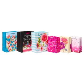 American Greetings Gift Bags For Her For Birthdays, Weddings, Bridal Showers, Baby Showers And All Occasions (6 Bags, 3 Medium 10" and 3 Large 13")