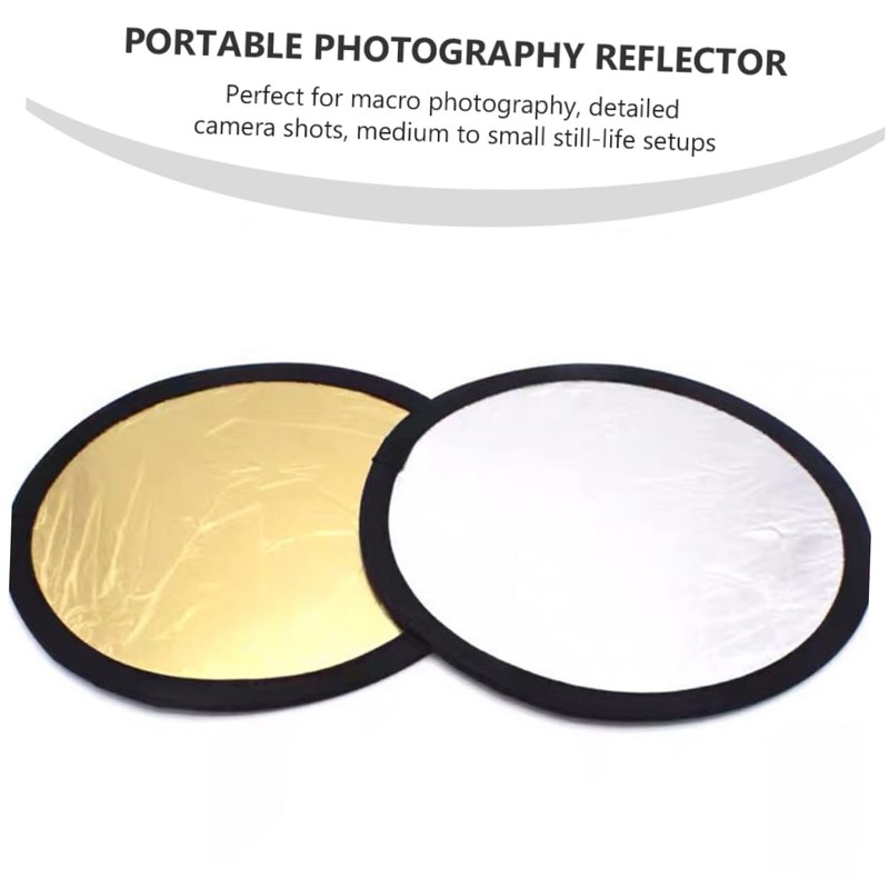 TEHAUX 2Pcs Photography Light Reflector Gold Silver Collapsible Disc for