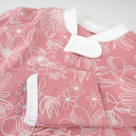 HonestBaby 1-Pack Sleep and Play Footed Pajamas One-Piece Sleeper Jumpsuit Zip-Front Pjs Organic Cotton for Baby Girls, Unisex, Sketchy Floral Pink