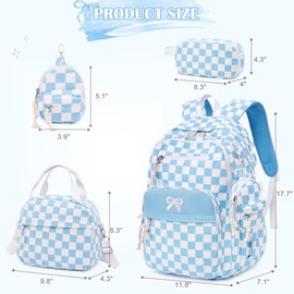 DIGOBAY 4PCS Corduroy Backpack For Girls with Lunch Box Pencil Pouch