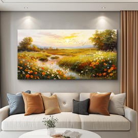 ERQINHUA Large Canvas Wall Decor For Living Room Wall Art For Bedroom Flower landscape Watercolour Painting Office Farmhouse Mural Countryside Sunrise Scenery Wall Picture Artwork Home Decor30 X60