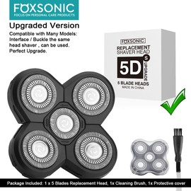 Cabezal de repuesto para afeitadora eléctrica de 5 cuchillas para freedom Grooming y muchas marcas, 5 cuchillas de repuesto para cabezal de afeitadora, 5 cabezales de afeitadora eléctrica para barba, cabezal de afeitadora