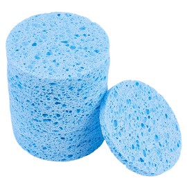 GORGECRAFT Pack of 12 Face Cleansing Sponges Reusable Sponges for Removing Make-Up Flat Round Sponges for Washing the Face Deep Sky Blue Make-Up Sponges for Daily Cleaning, Gentle
