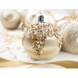 Satin Christmas Balls Ornaments, Silk Christmas Hanging Ball Decorations, 12Pcs 4" Luxury Vintage Christmas Tree Decor for Xmas Holiday Wedding Party, Package (Champagne)