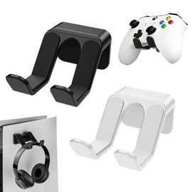 fuxunamz Headset Mount Holder, Headphone Holder Wall Mount, Universal Headphone Holder Headset Stand for Desk, Underdesk, Wall, Gamepad Headset Holder (Black + White)