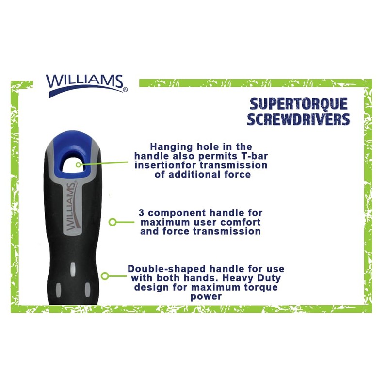 Williams JHWSPR-T-8-3 Supertorque Torx Screwdrivers T8 Tip, 3-Inch Blade Length,