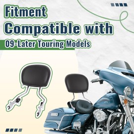 KUAFU Detachable Passenger Backrest Sissy Bar With Pad Compatible with 2009-2024 Harley Touring Road King Electra Glide CVO Street Glide Road Glide Ultra Limited Chrome