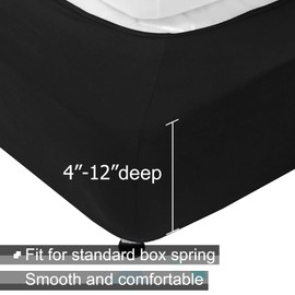 Box Spring Cover King Size - Jersey Knit & Stretchy Wrap Around 4 Sides Bed Skirt for Hotel & Home - King/Cal King/Olympic Queen, Black