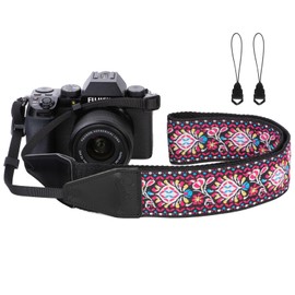 BestSounds Camera Strap Jacquard Fabric 2 Inch Shoulder Strap for All DSLR Cameras Men Women Photographers, jacquard rose red
