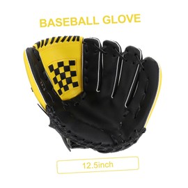 WOONEKY 1Pc PU Softball Glove Lightweight Durable Protective Glove for Baseball Softball Beginners Yellow Black for Youth Sports