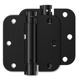 Luxbaro 2 Pack Self Closing Door Hinges 3.5 Inch, Matte Black Spring Loaded Hinges with 5/8'' Radius Corners, Adjustable Tension for Garage, Front Door, for Left and Right Hand Door, UL Listed
