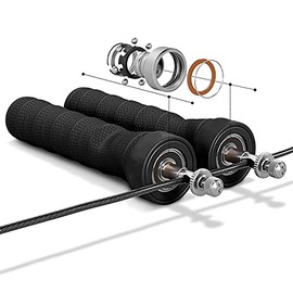 POEGO Sports Premium Speed Skipping Rope with Non-Slip Handles, Adjustable Steel Ropes + 1 x Free Rope with Wear Protection for Crossfit, Endurance Sports, Boxing, Sports, Training, Fitness (Blue)