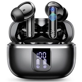Wireless Earbuds, In Ear Headphones Bluetooth 5.4 with HiFi Stereo Deep Bass, Ear buds Noise Cancelling with 4 ENC Mic, 38H Playtime, Dual LED Display, Smart Touch, USB-C, Comfortable Fit Earphones