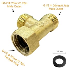Tee Connector 1/2" 3 Way Hose Connector T-Shape Equal Pipe Connecting Fittings for Water Pipe Adapter/Coupler (Type C)