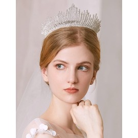 Wekicici Rhinestone Tiaras Silver Queen Vintage Cryatal Crowns for Women Wedding Headband for Bride Crystal Costume Hair Accessories for Birthday Party Prom Quinceanera Celebration