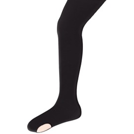 Capezio Girls' Ultra Soft Self Knit Waistband Tight,Black, One Size (8-12)