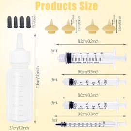 Xuanda Mini Pet Feeding Bottle and Syringes with Nipples for Small Cat Dog Animals,Kittens, Puppies, Rabbits, Small Animals, Squirrel (Model 5)