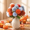 Wavyknot 6 Pcs Artificial Chrysanthemum Flower Blue and Orange Faux