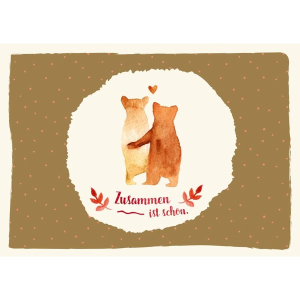 Gutsch Verlag Postcards Love Bear Couple Watercolour Design with Heart